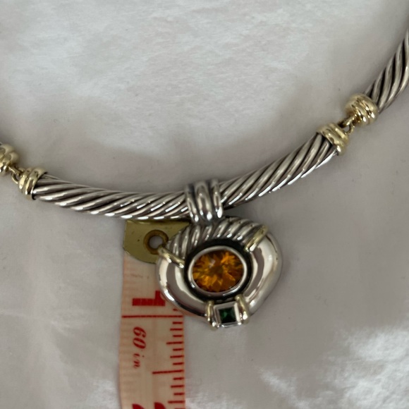 David Yurman cable necklace with citrine and peridot enhancer - Picture 4 of 7